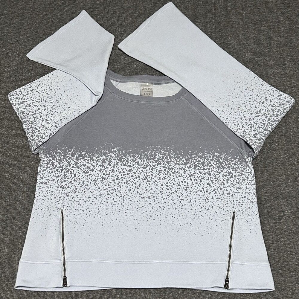 Calia by Carrie Underwood Ombre Bell Sleeve Sweater Blue Gray Splatter (Sz S)